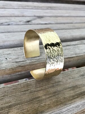 Hammered Brass Cuff Bracelet | Customized Brass Cuff | Hammered Brass Bracelet | Polished Brass Bracelet | Choose Your Size - image1
